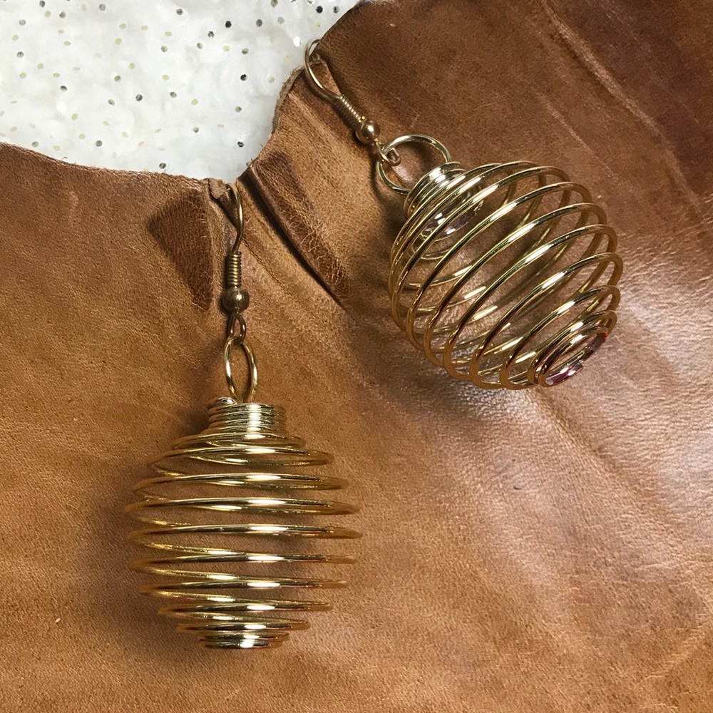 Gold Spiral Ball Earrings